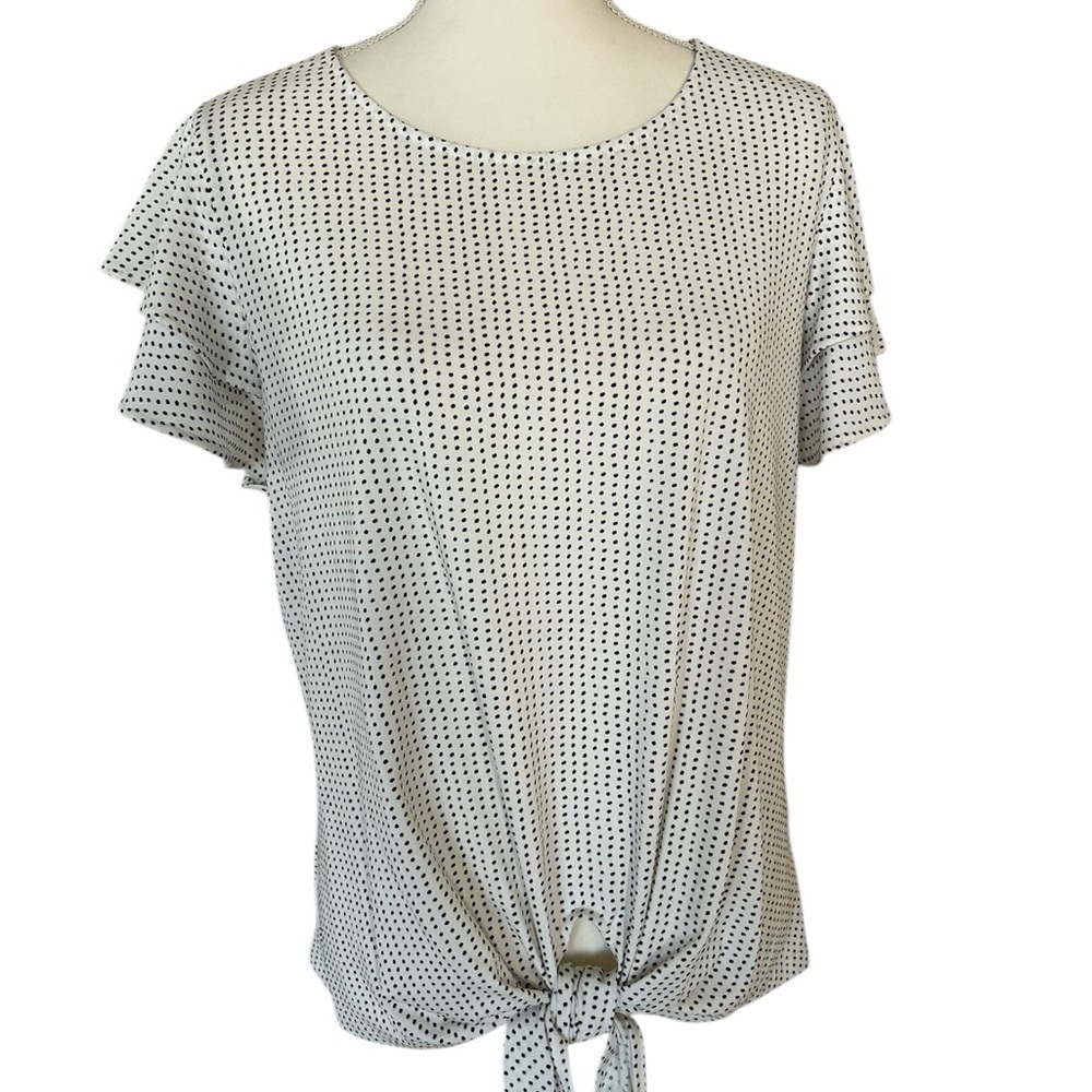 Adrianna Papell Black and White Dotted Blouse
